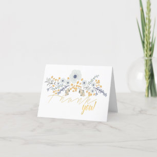 Tarjeta De Agradecimiento Dulce Primavera Floral Mezcla Motif Gris Azul Amar