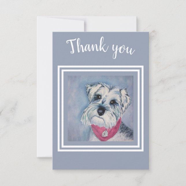 Tarjeta De Agradecimiento Dulce Schnauzer Gracias (Anverso)
