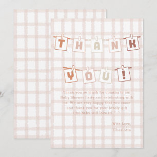 Tarjeta De Agradecimiento Dulce Shower de Bebé de Cuadros Marrones Notedry