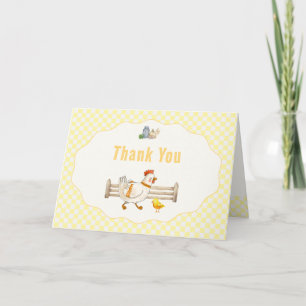 Tarjeta De Agradecimiento Dulce Shower de Bebé Pollito Fresco de Granjas Ama