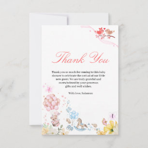 Tarjeta De Agradecimiento Dulce Teddy Love Birds Baby Shower