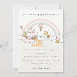 Tarjeta De Agradecimiento Dulce Tiempo de Caramelo Pastel Tierno Cumpleaños