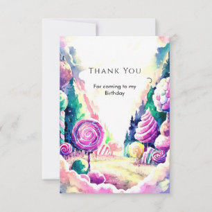 Tarjeta De Agradecimiento Dulce Tierra de Cumpleaños Infantil