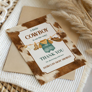 Tarjeta De Agradecimiento Dulce Vaquero Bebe Ropa de Vaquero Occidental Show