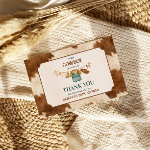 Tarjeta De Agradecimiento Dulce Vaquero Ropa de Vaquero Occidental para Bebe