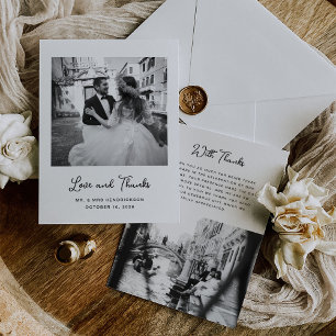 Tarjeta De Agradecimiento Dulce y caprichoso   Boda simple de dos fotografía