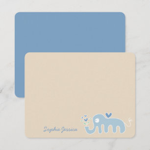 Tarjeta De Agradecimiento Dulce y Caprichoso Elefante Azul Amor Niño Shower 