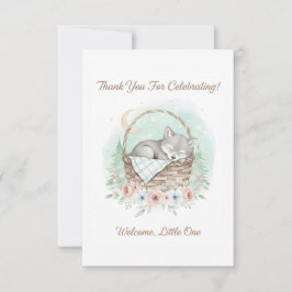 Tarjeta De Agradecimiento Dulce y esponjoso lobo bebé Baby Shower