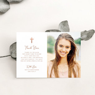 Tarjeta De Agradecimiento Dulce y simple Confirmación de foto de Rosa Gold