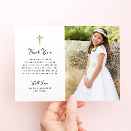 Tarjeta De Agradecimiento Dulce y simple | Foto Primera Comunión Sagrada