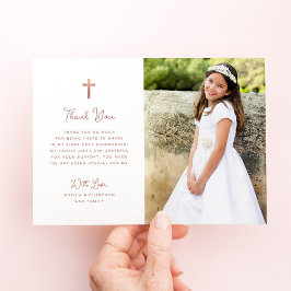 Tarjeta De Agradecimiento Dulce y simple | Foto Primera Comunión Sagrada
