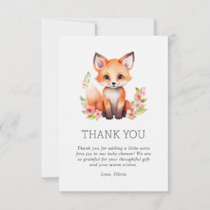Tarjeta De Agradecimiento Dulce zorro rosa melocotón para baby shower