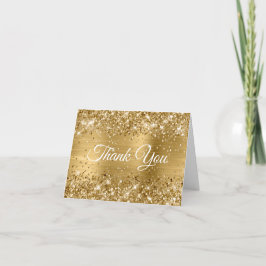 Tarjeta De Agradecimiento Dulces 16 Brillante Hoja de Oro
