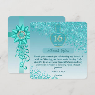 Tarjeta De Agradecimiento Dulces 16 Estudio de Fragancias Azul Agradecimient