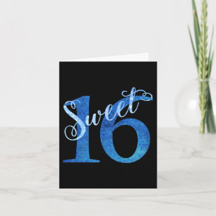 Tarjeta De Agradecimiento Dulces 16   Glitzy Blue Glam Typography Script