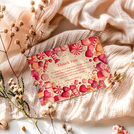 Tarjeta De Agradecimiento Dulces de Caramelo Retro Fiesta de San Valentín