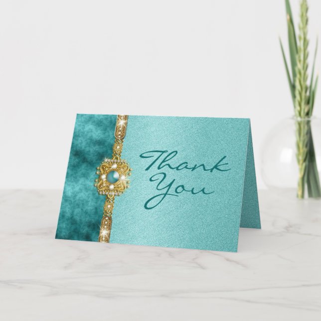 Tarjeta De Agradecimiento "dulces dieciséis" azul turquesa cumpleaños 16 dor (Anverso)