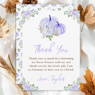 Tarjeta De Agradecimiento Dulces Dieciséis Florales de Calabazas Purpúreas