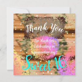 Tarjeta De Agradecimiento Dulces Dieciséis Vintage Boho Turquesa Dorado Rúst