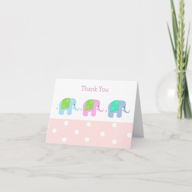 Tarjeta De Agradecimiento Dulces elefantes gracias (Anverso)
