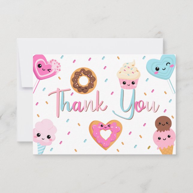 Tarjeta De Agradecimiento Dulces espoletas de golosinas Donut Baby Shower Gr (Anverso)