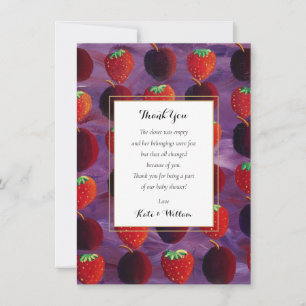 Tarjeta De Agradecimiento Dulces Frutas Rojas País Fiesta de Bebé / Poema de