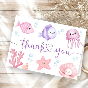 Tarjeta De Agradecimiento Dulces Gracias para Baby Shower Bajo El Mar