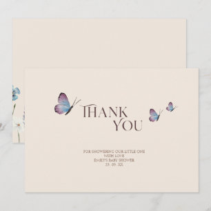 Tarjeta De Agradecimiento Dulces Mariposas Flores Silvestres Baby Shower