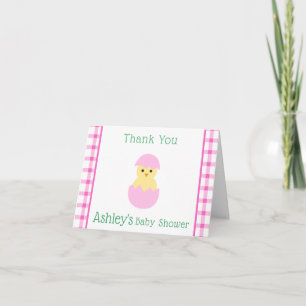 Tarjeta De Agradecimiento Dulces Niña Huevo Rosa Baby Shower 