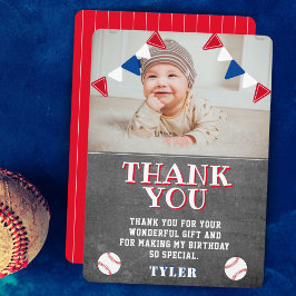 Tarjeta De Agradecimiento Dulces Niños Pizarra de Béisbol Foto Cumpleaños