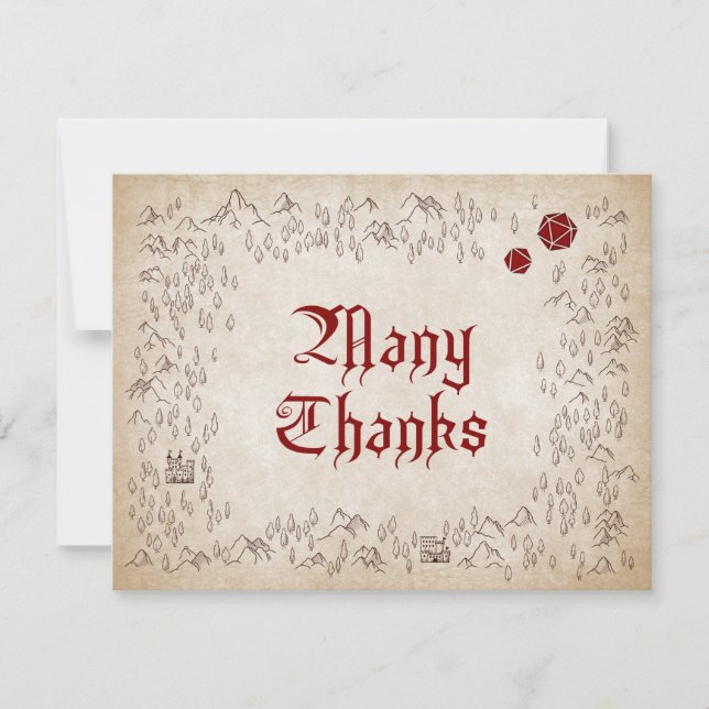 Tarjeta De Agradecimiento Dungeon Map RPG Gamer Boda (Anverso)