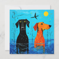 "Dúo acuático de alegría" - Perros surrealistas co