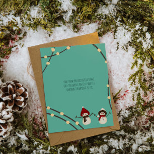Tarjeta De Agradecimiento Dúo de muñecos de nieve Feliz Navidad– Luces de in