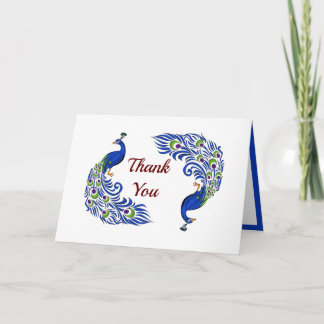 Tarjeta De Agradecimiento Duo Peacock Folded Wedding Thank You Cards