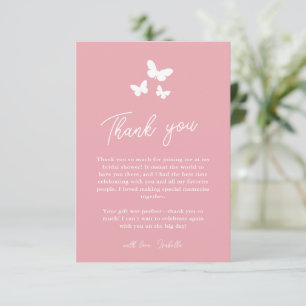 Tarjeta De Agradecimiento Duración de las Mariposas Rubor Rosa Despedida de