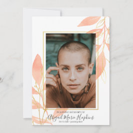 Tarjeta De Agradecimiento Durazno Dorado Floral En Memoria Funeral de Amor