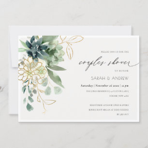 Tarjeta De Agradecimiento Dusky Blue Succulage Parejas De Foliage Invitan A 