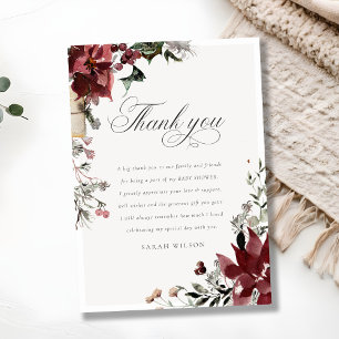 Tarjeta De Agradecimiento Dusky Festividad Invernal Otoño Baby Shower