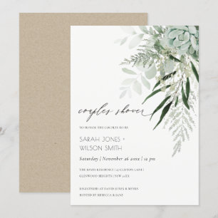 Tarjeta De Agradecimiento Dusky Leafy Fern Suculentas Parejas Invitan A La D