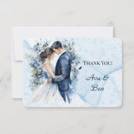 Tarjeta De Agradecimiento Duste Blue Alcohol Ink Bride & Groom Gracias