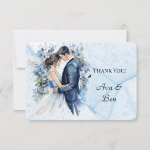Tarjeta De Agradecimiento Duste Blue Alcohol Ink Bride & Groom Gracias