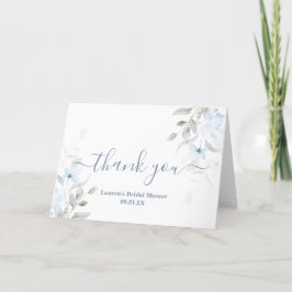 Tarjeta De Agradecimiento Duste Blue Floral Bridal Shower