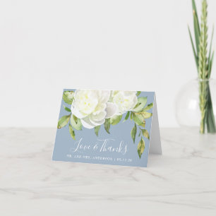 Tarjeta De Agradecimiento Duste Blue Spring Floral Peony Boda