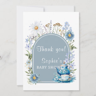Tarjeta De Agradecimiento Duste Blue Time para Tea Boho Garden Baby Shower