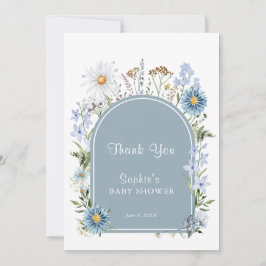 Tarjeta De Agradecimiento Duste Blue Wildflower Baby En Bloom Baby Shower