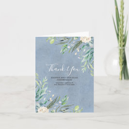 Tarjeta De Agradecimiento Dusty Blue and Greenery Boda Gracias