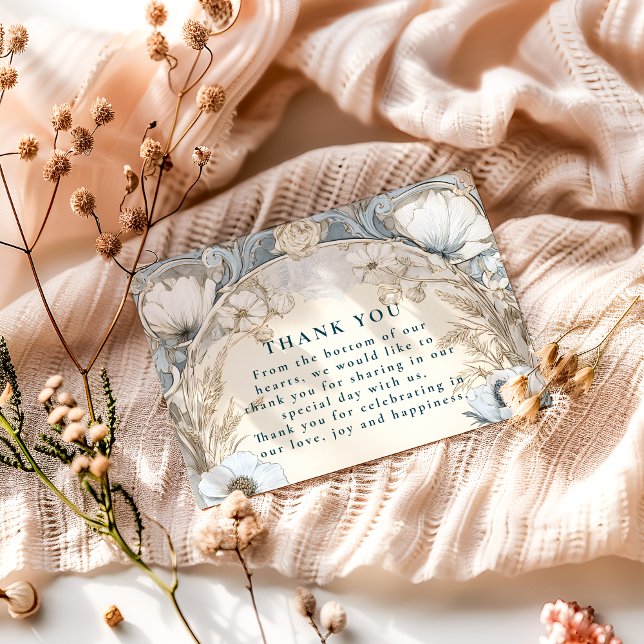 Tarjeta De Agradecimiento Dusty Blue Anemone Wedding (Subido por el creador)