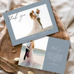 Tarjeta De Agradecimiento Dusty Blue Boda Gracias Foto Minimalista<br><div class="desc">Nuestra Minimalista tarjeta de Boda Gracias Foto Simple es el epítome de la elegancia y la gratitud. Con un diseño limpio y sobrio y un espacio para tu foto boda favorita, es la manera perfecta de expresar tu agradecimiento a los seres queridos. Personalice su mensaje y envíe una sincera muestra...</div>