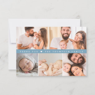 Tarjeta De Agradecimiento Dusty Blue Collage de Fotos Personalizadas Baby Sh