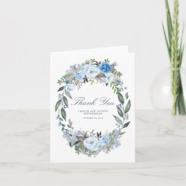 Tarjeta De Agradecimiento Dusty Blue Corona Floral de Boda Gracias